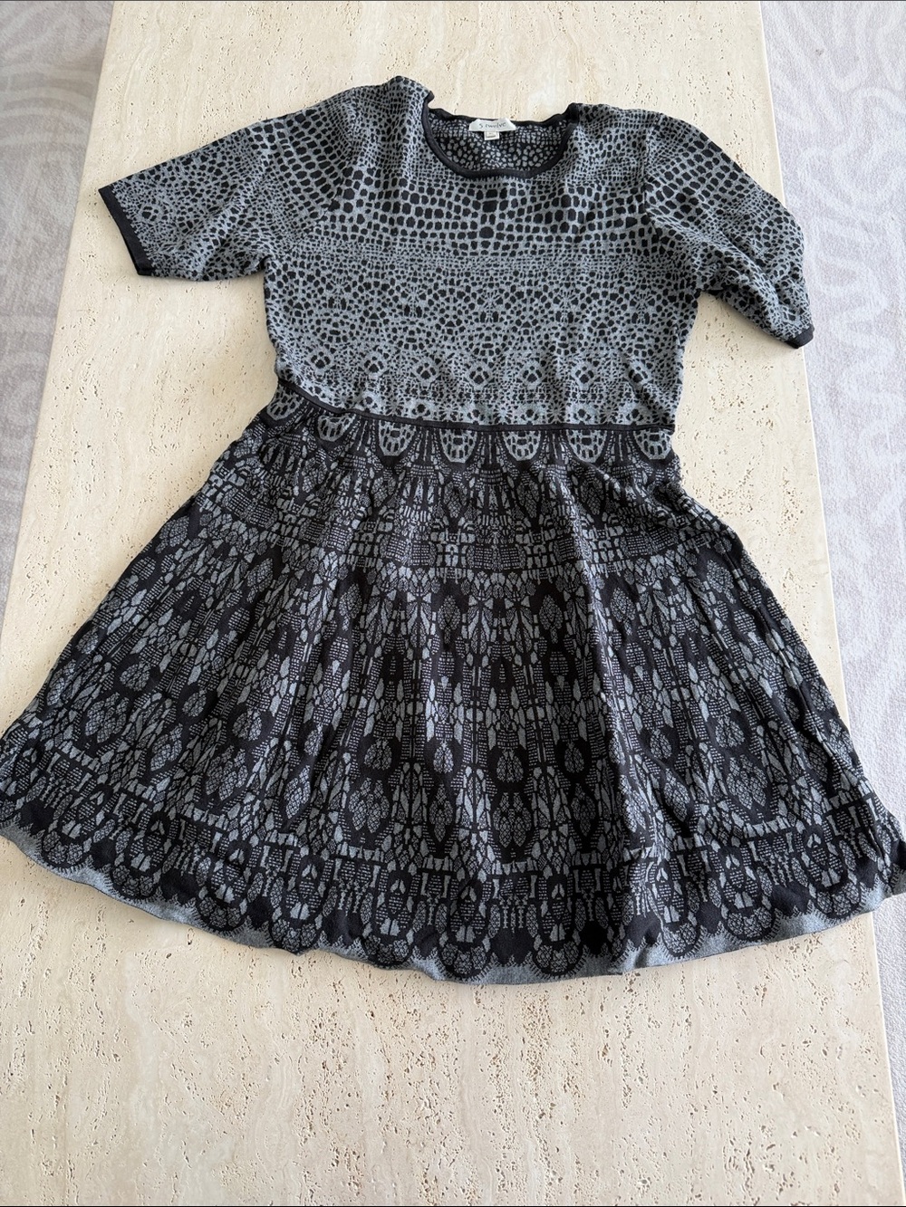 Gorgeous Black & Gray Patterned Sweater Dress